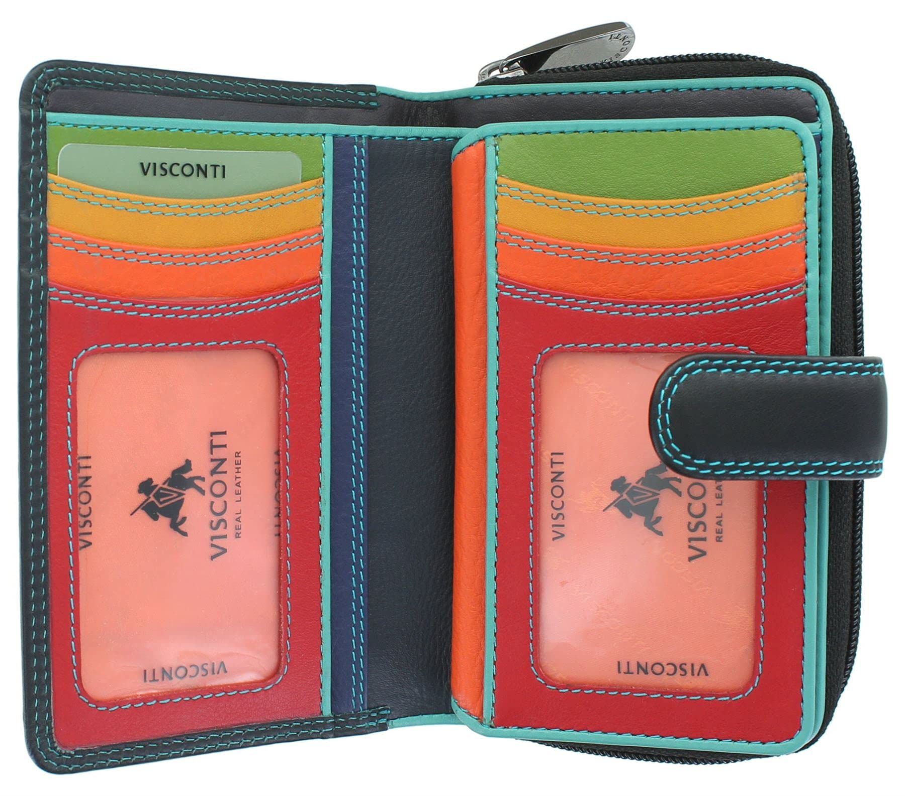 VISCONTI Soft Leather Rio Ladies Purse Style R13 Black/Rhumba