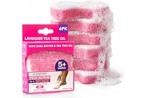 Spongables Pedi Scrub Foot Exfoliating 5+ Wash Travel Sponge, Lavender, 6 Count