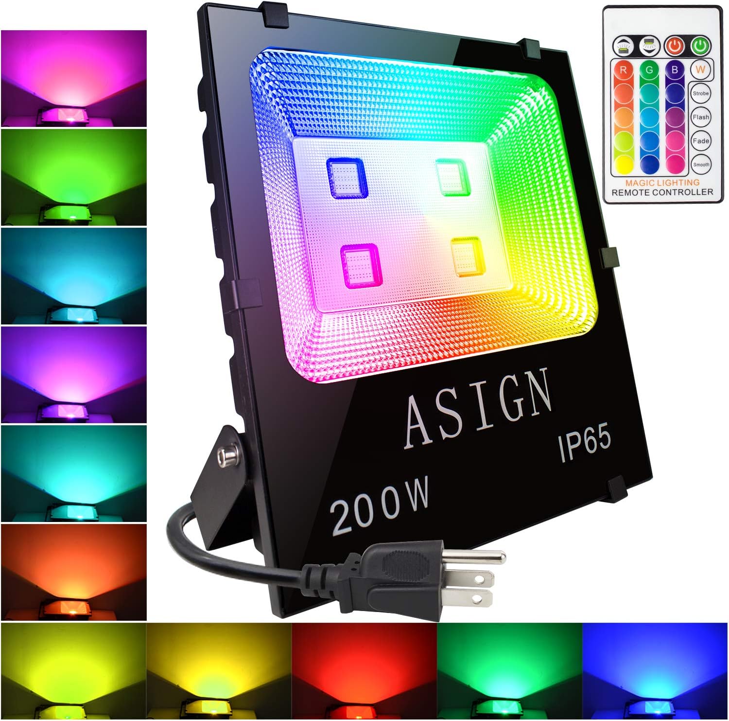 thumbnail image 2 of Sansi RGB LED Flood Light – 200W Equivalent, 30W Dimmable, 16 Colors, IP66 Outdoor/Indoor 2 of 2