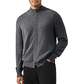 KVSS Men's Mock Neck Zip Up 100% Pure Cashmere Cardigan, Cardigan Pullover Sweaters for Mens | Luxury from Inner Mongolia