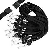 Windyun 36 Pcs Breakaway Lanyard with Safety ID Bulk Retractable Lanyards Flat Neck Straps (Black)