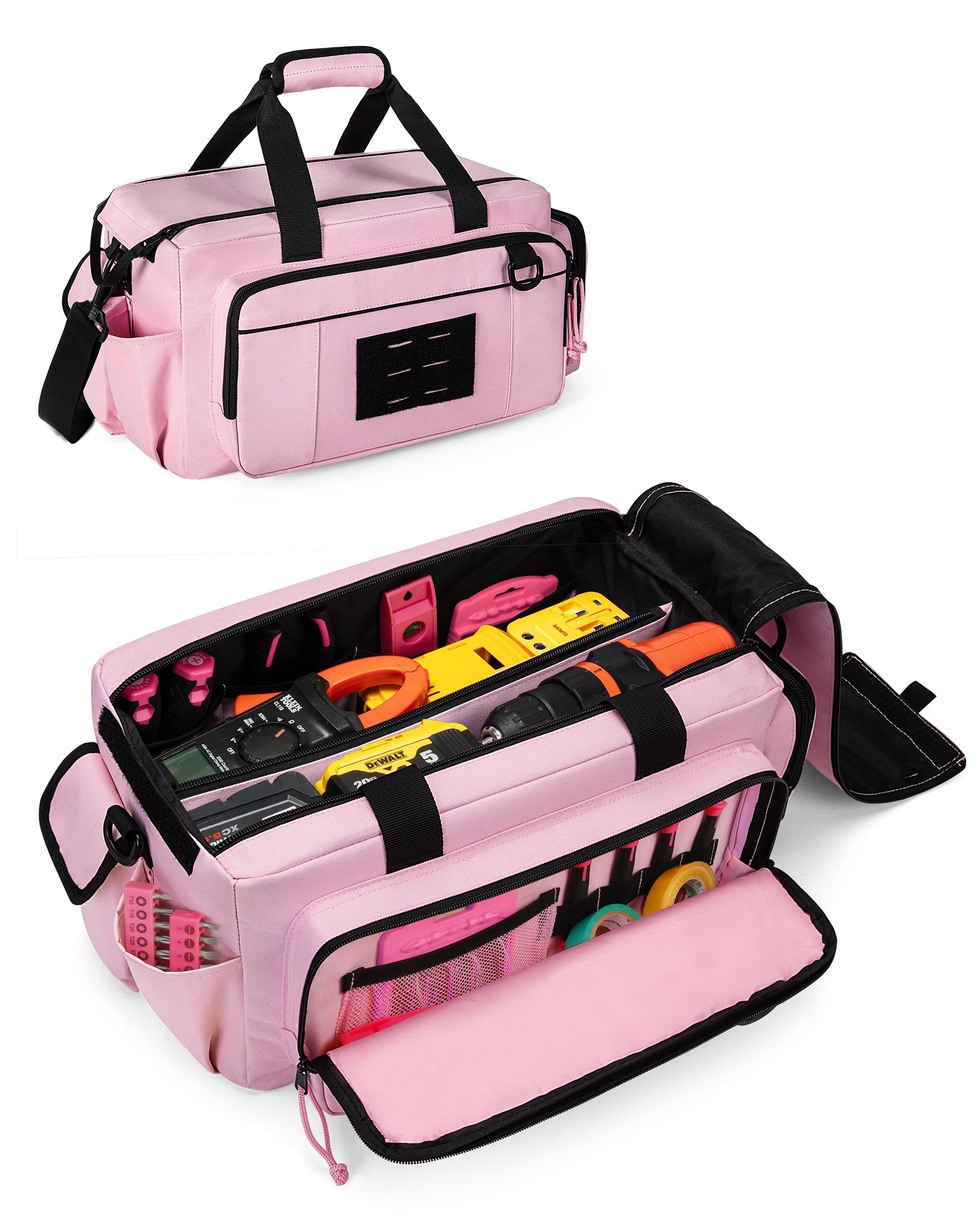 Photo 1 of ***BROKEN ZIPPER***
Trahzia Tactical Tool Bag for Women, 16 Inches Tool Storage Organizer Box with Wide Mouth, Large Toolbag Toolbox with Handle, Pink (Empty Bag Only)