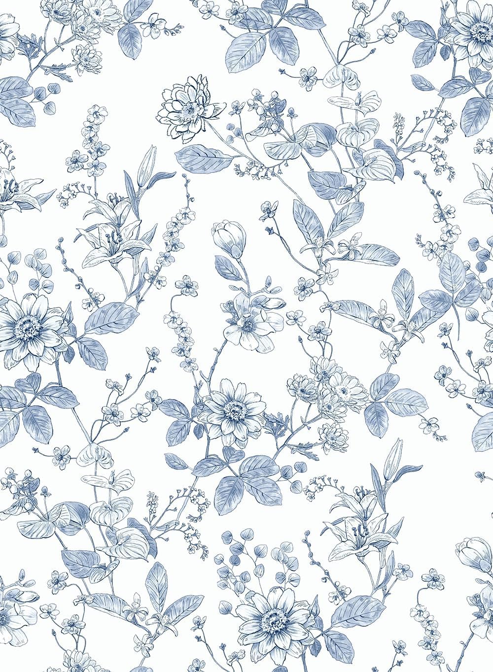 Photo 1 of Light Blue Botanical Floral Shelf Liner Contact Paper Peel and Stick Botanical Floral Wallpaper for Walls Bahtroom Bedroom Kitchen Cabinets Dresser Drawer Furniture Arts Carfts Decal 17.7X393 Inches