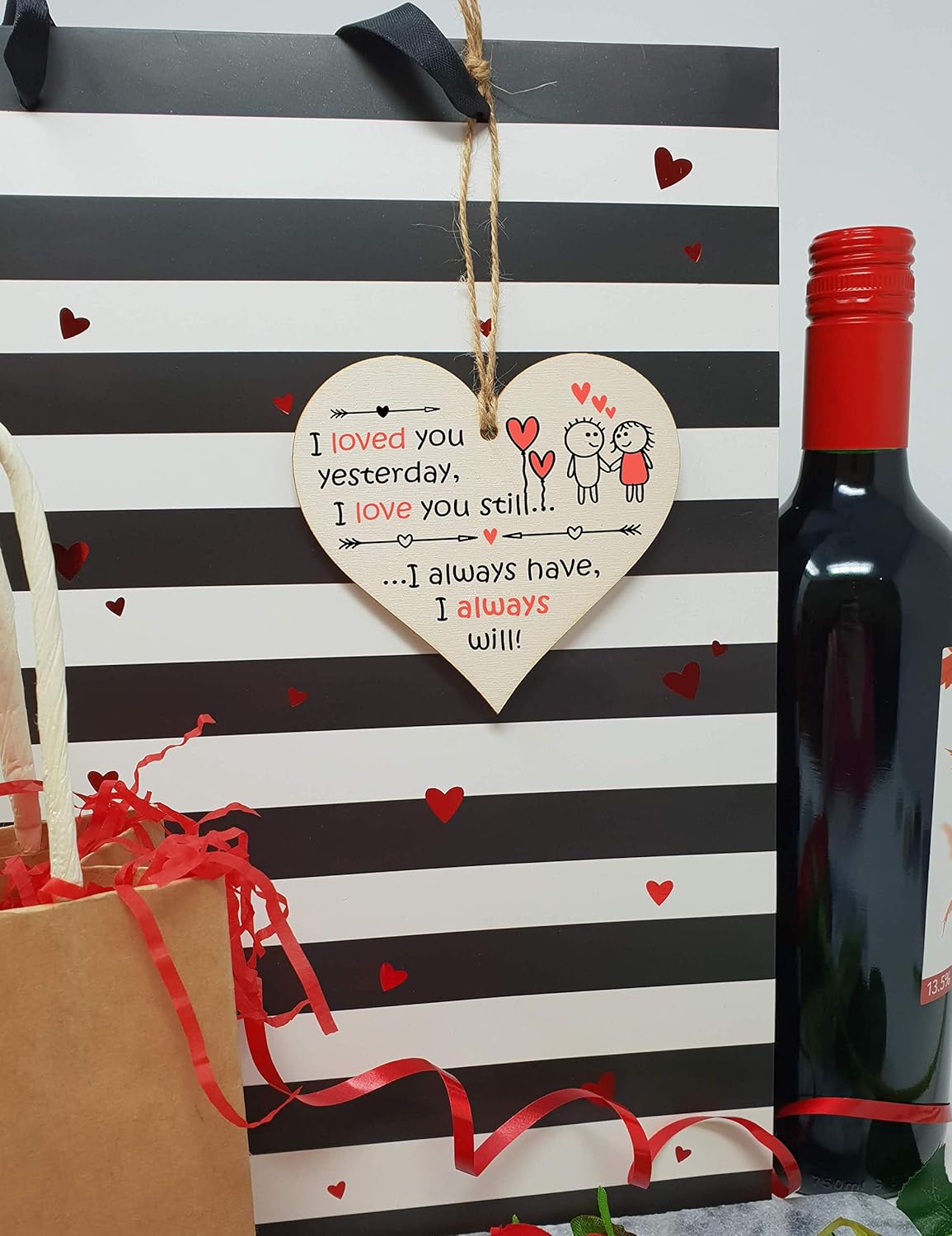 The Plum Penguin Handmade Wooden Hanging Heart Plaque Valentine's Gift for someone special boyfriend girlfriend husband wife romantic keepsake - Image 4