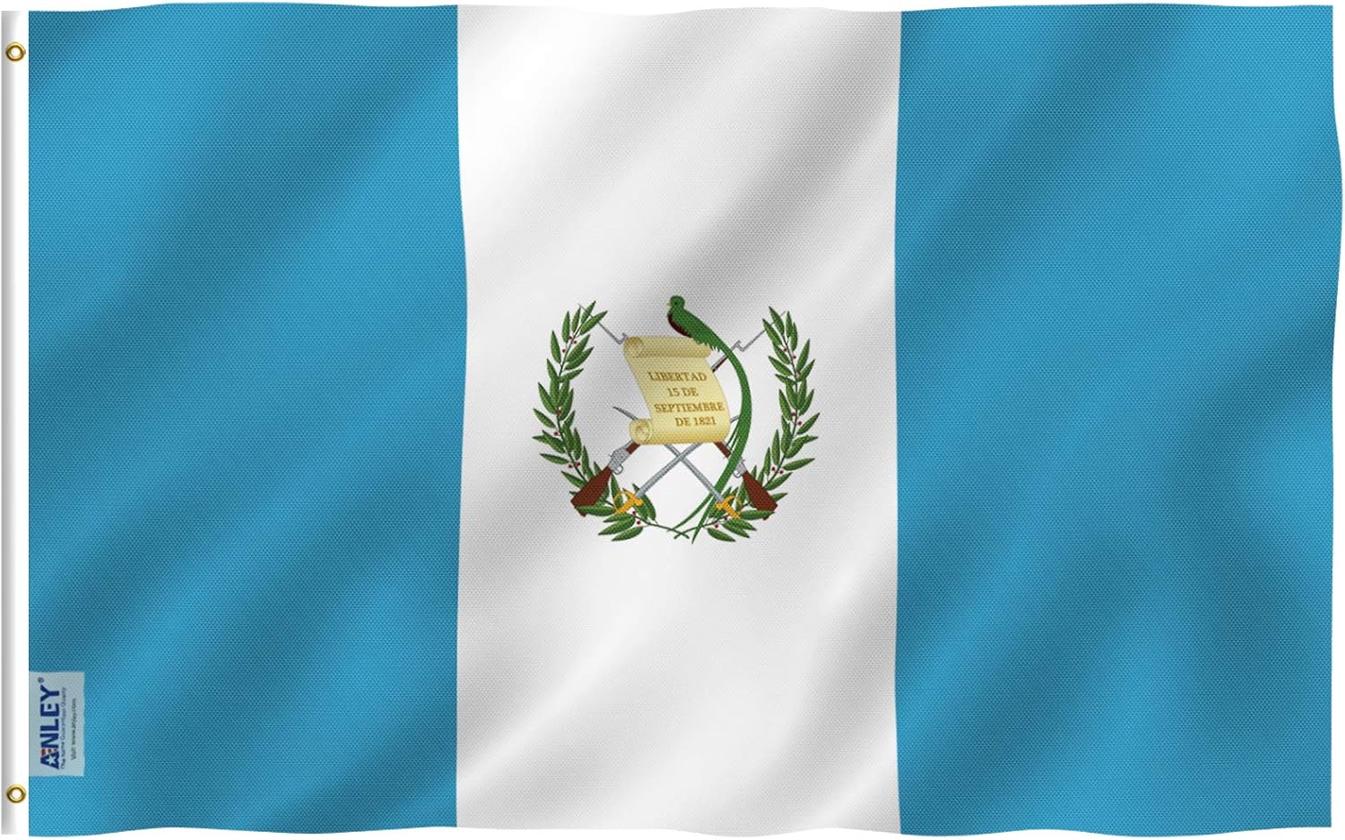 Flags - Anley Fly Breeze 3x5 Foot Guatemala Flag - Vivid Color and Fade proof - Canvas Header and Double Stitched - Guatemalan Country Flags Polyester with Brass Grommets 3 X 5 Ft