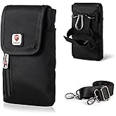Ranboo Phone Holster Fit for iPhone 17 Pro Max Samsung Galaxy A15 S25 Ultra S24 Ultra S23 Ultra Nylon Crossbody Purse Arm Band Bag Cell Phone Pouch Case with Belt Clip Belt Loop Shoulder Strap (Black)
