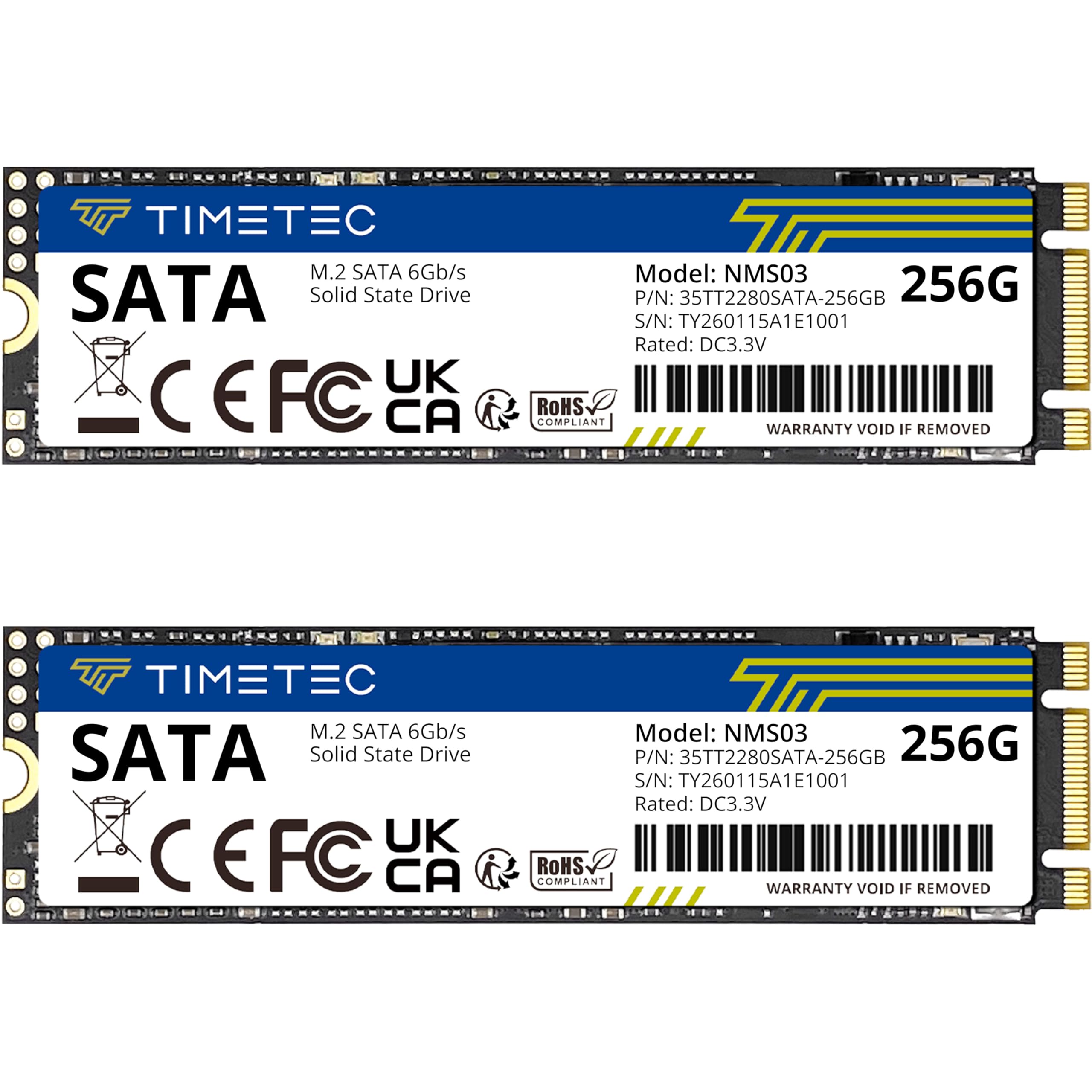 Timetec 256GBx2 (2 Pack) SSD 3D NAND TLC SATA III 6Gb/s M.2 2280 NGFF 128TBW Read Speed Up to 550MB/s SLC Cache Performance Boost Internal Solid State Drive for PC Computer Laptop and Desktop