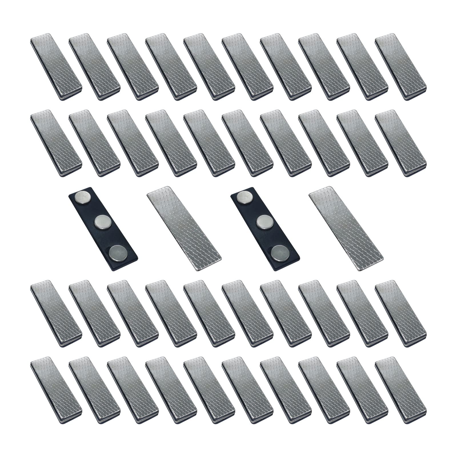 Magnetic Name Badge, 50 Pcs Adhesive Magnetic Name Tags Fastener Badge Holder Business Blank Name Clips, Magnet DIY ID Badge No Pin Hole for Jacket Lapel Shirt, 45 * 13mm (50)