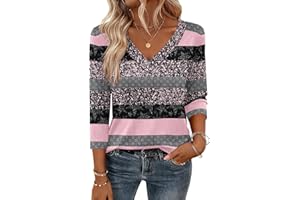 Zeagoo 3/4 Length Sleeve Womens Tops V Neck Shirt Dressy Casual Blouse Basic Tshirts 2025 Fashion Clothing S-2XL