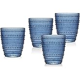 Godinger Double Old Fashioned Glasses, Drinking Glasses, Beverage Cups - Lumina Collection, Blue, Set of 4