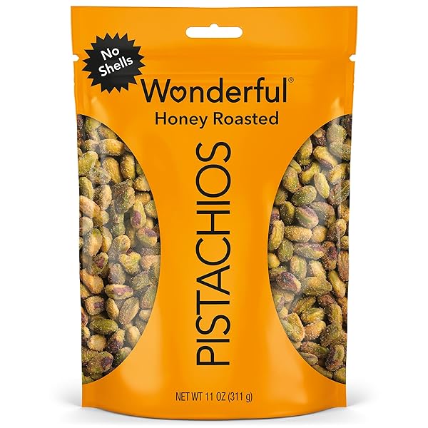 WONDERFUL PISTACHIOS NO SHELLS, HONEY ROASTED NUTS, 11 OUNCE RESEALABLE BAG, PROTEIN SNACKS, GLUTEN FREE, HEALTHY SNACKS
