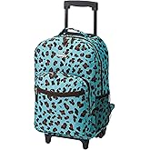 Rockland Double Handle Rolling Backpack, Blue Leopard, 17"