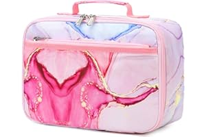 LOIDOU Kids Lunch Box for Girls, Cute Small Insulated Lunch Bag Tote Holds Lunch Box/Water Bottle/Snacks, Lightweight Water Resistant Toddler Lunch Bag for Daycare/School, Pink