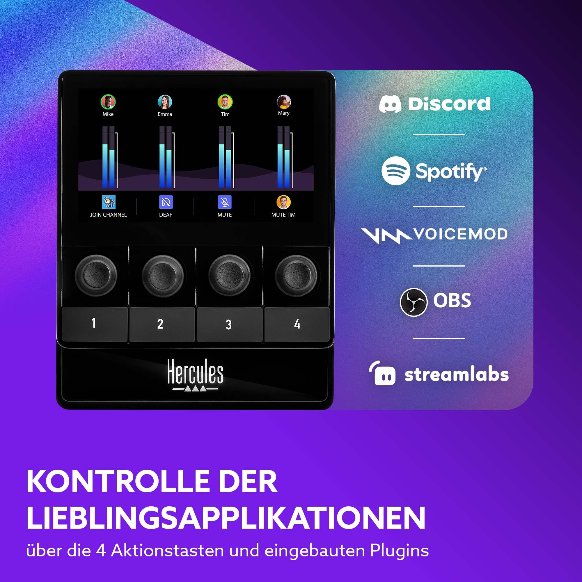 Hercules Stream Starter Kit – Stream 100 Gaming-Audio-Controller für Windows PC + HUD-600 USB/XLR-Mikrofon + Voicemod Pro (3 Monate) 6