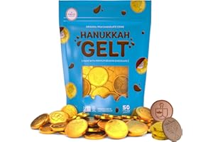 The Dreidel Company Chocolate Candy Milk 50 Chocolate Coins, Hanukkah Gelt, Gold Coins, Made with Belgian Chocolate, Gluten Free, Non GMO, Nut-Free, Kosher Certified