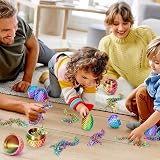 YILCER 4Pcs 3D Printed Dragon Eggs Inside Dragon Easter Gift Set Multicolor view 7
