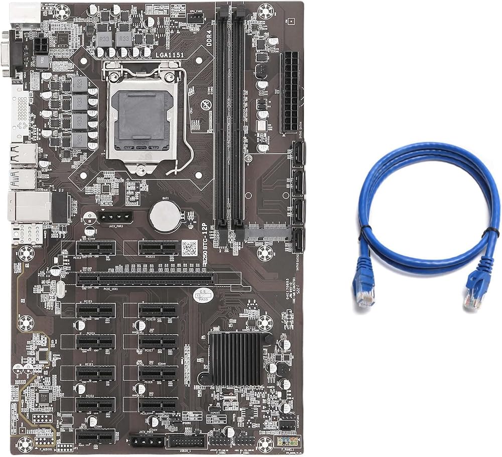 Nicfaky B250B ETH Mining Motherboard LGA1151 DDR4 12X GPU Slot MSATA SATA3.0