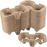 KOHAND 2 Cup Pulp Fiber Drink Carrier, 100 Pack Biodegradable Disposable Take-Out Cup Carriers Holders for Coffee, Hot Cold Drinks, Beverages Transportation, Food Delivery Service 8.6X 4.3x1.7 inch