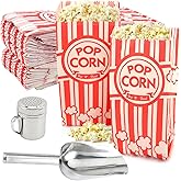 202 PCS Popcorn Supplies for Popcorn Machine: 200 Individual Bags, Scoop & Salt Shaker, Ideal for Movie Nights, Game Nights, Parties – Movie Theater Style & Individual Snack Servings