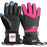 OutdoorMaster Ski Snow Gloves for Women & Men, 3M Thinsulate Waterproof Snowboard Gloves for Winter Warm Windproof Snowmobile with Double-Pocket