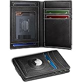 BULLIANT Men Airtag Wallet,Slim Wallet Money Clip Card Holder Magnetic Closure 12 Cards in Front Pocket RFID Blocking