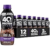 Optimum Nutrition 40g Protein Shake, Chocolate, 14 Fl Oz, 12 Ct | Naturally Flavored, On The Go Complete Protein Drink, Supports Muscle Recovery, 40g of Protein per Serving, Gluten Free