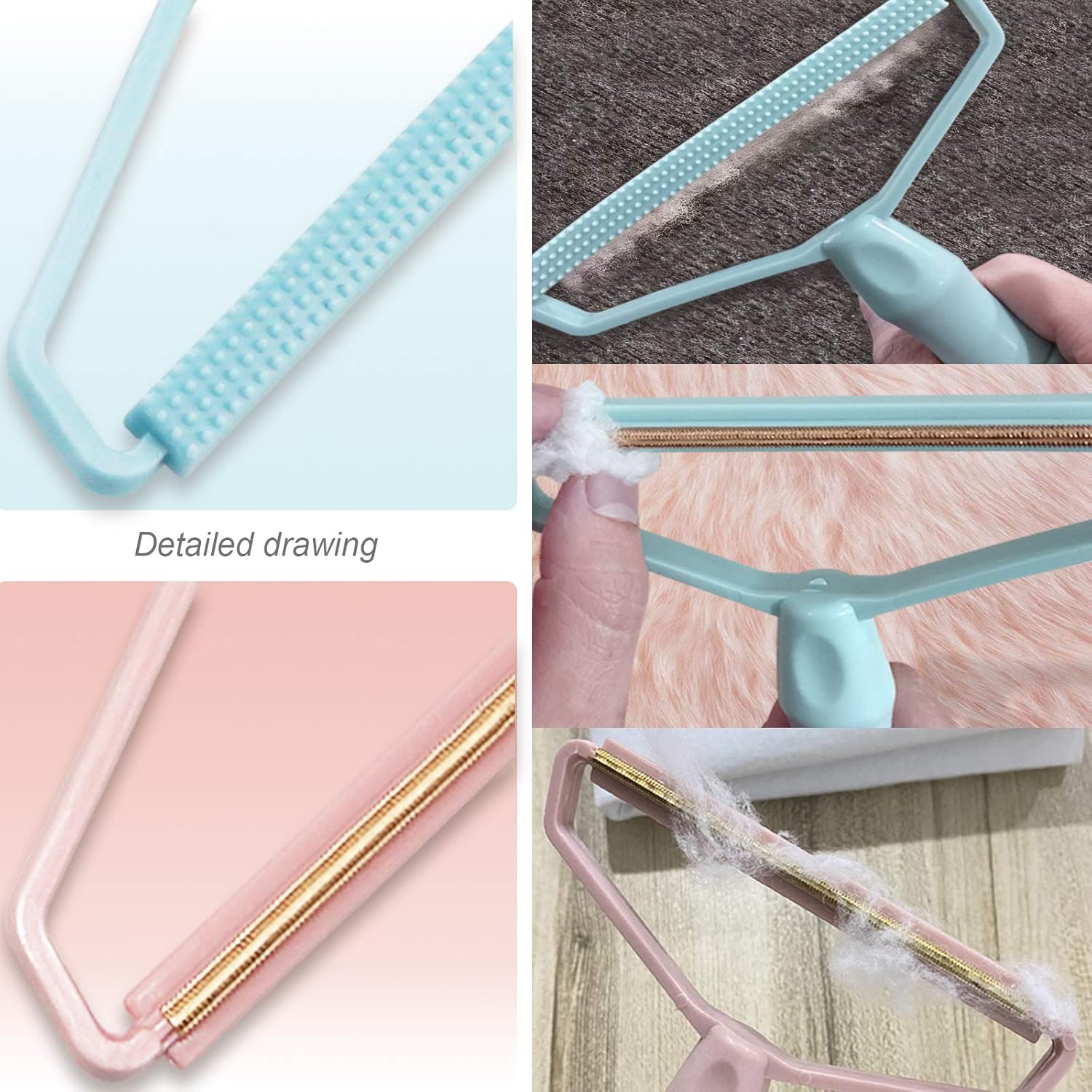 SEUYIER 2PCS Portable Lint Remover, Manual Clothes and Rug Shaver, Double Sided Remover for Removing Pills from Carpet, Furniture, Curtain, Blanket, Couch: Home & Kitchen