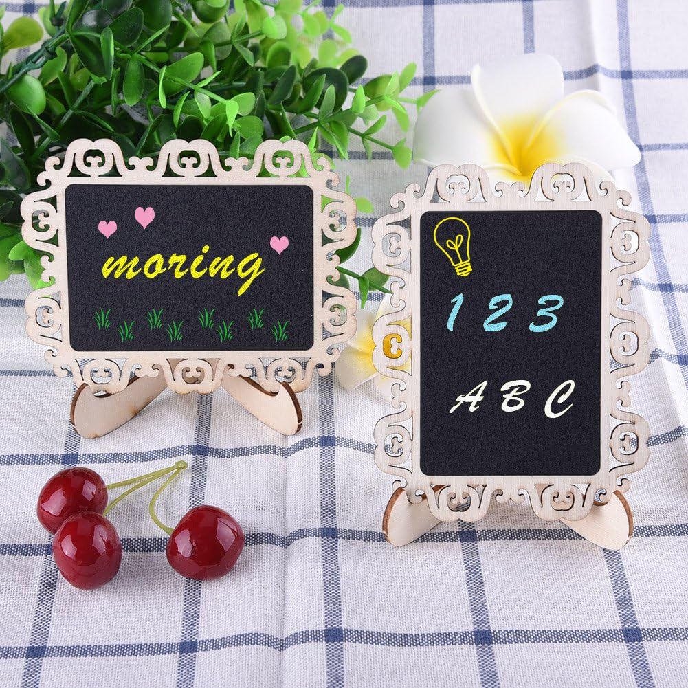 AUSTOR 14 PCS Mini Chalkboard Signs with Decorative Boarder and Stand for Weddings Place Cards, Parties, Message Board Signs and Decorating: Kitchen & Dining