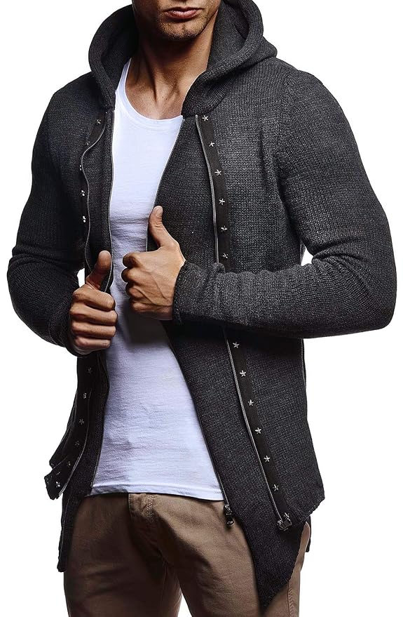Leif Nelson Herren Fitnessjacke - Slim Fit Kapuzenjacke Für Training & Bodybuilding