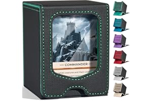 Fabmaker Deck Box for MTG Commander, (patent Pending) Magnetic Trading Card Storage Box with Commander Display, Fits 100 Double-Sleeved Cards, Card Box Compatible for Magic the Gathering, TCG, CCG