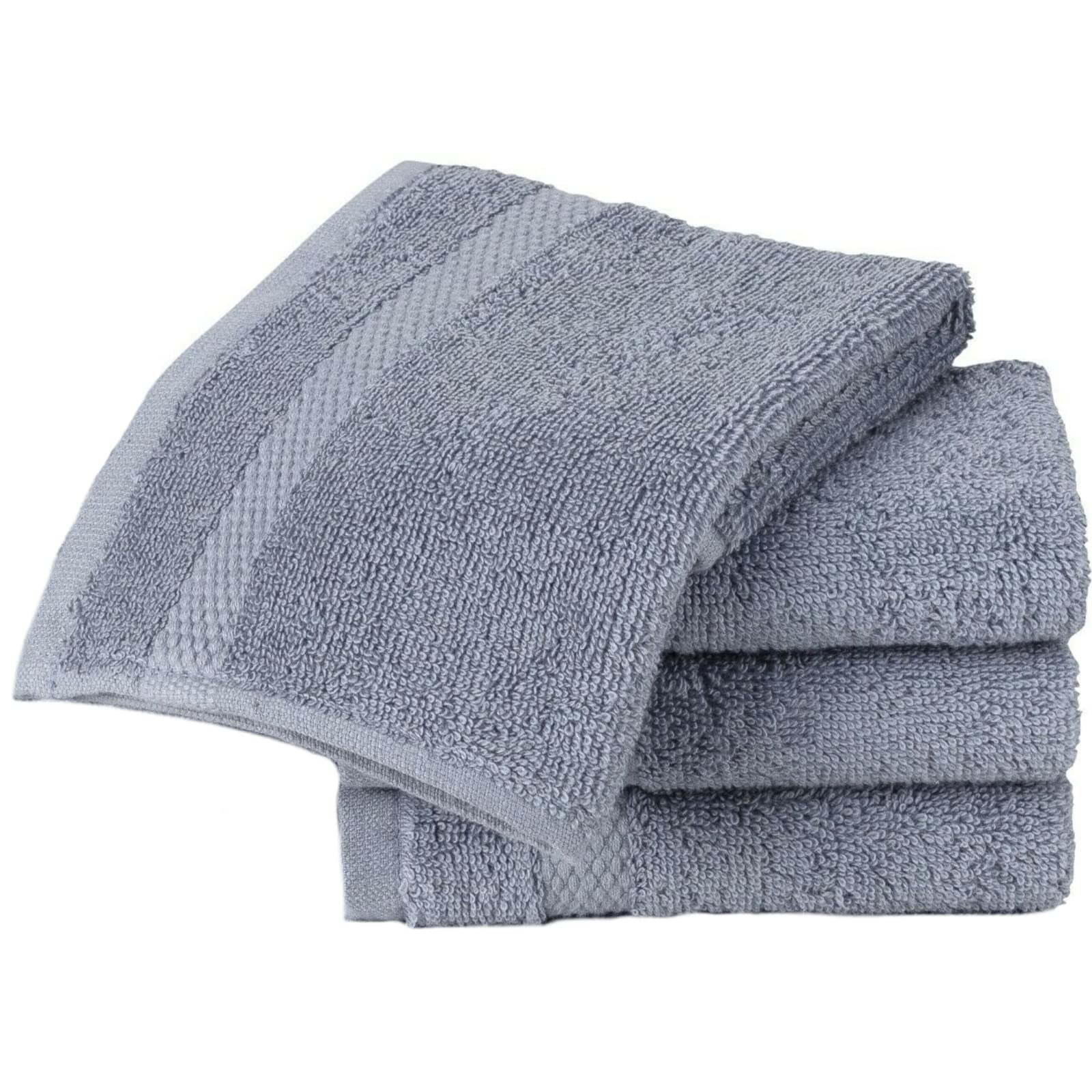 Sue Rossi Face Cloth Set of 4, Egyptian Combed Cotton, 30cm x 30cm Wash Cloth Flannel, Very Soft & Absorbent, Quick Dry 600gsm Bathroom Towels. (Pacific Blue)