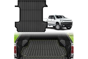 AUTOSAVER88 5.8FT Truck Bed Mat Fit for Chevrolet Silverado/GMC Sierra 1500 2019-2025 2026, All Weather Protection TPE Heavy Duty Pickup Cargo Mat for Chevy Silverado Bed Liner Accessories, Black