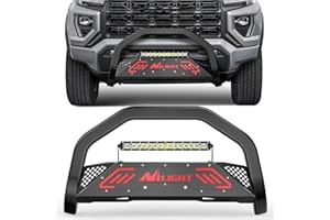 Nilight Bull Bar with Light fits Chevy Colorado (Excl. ZR2) 2015-2022 & GMC Canyon 2015-2022 Front Bumper Grille Brush Push Guard with Skid Plate Licence Plate Hole Black