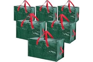 Shappy 6 Pcs Heavy Duty Christmas Storage Bags Extra Large Ornaments Container Moving Bags Xmas Decoration Organizer Storage Bag(Green,30 x 16", 24 x 16", 20 x 16")