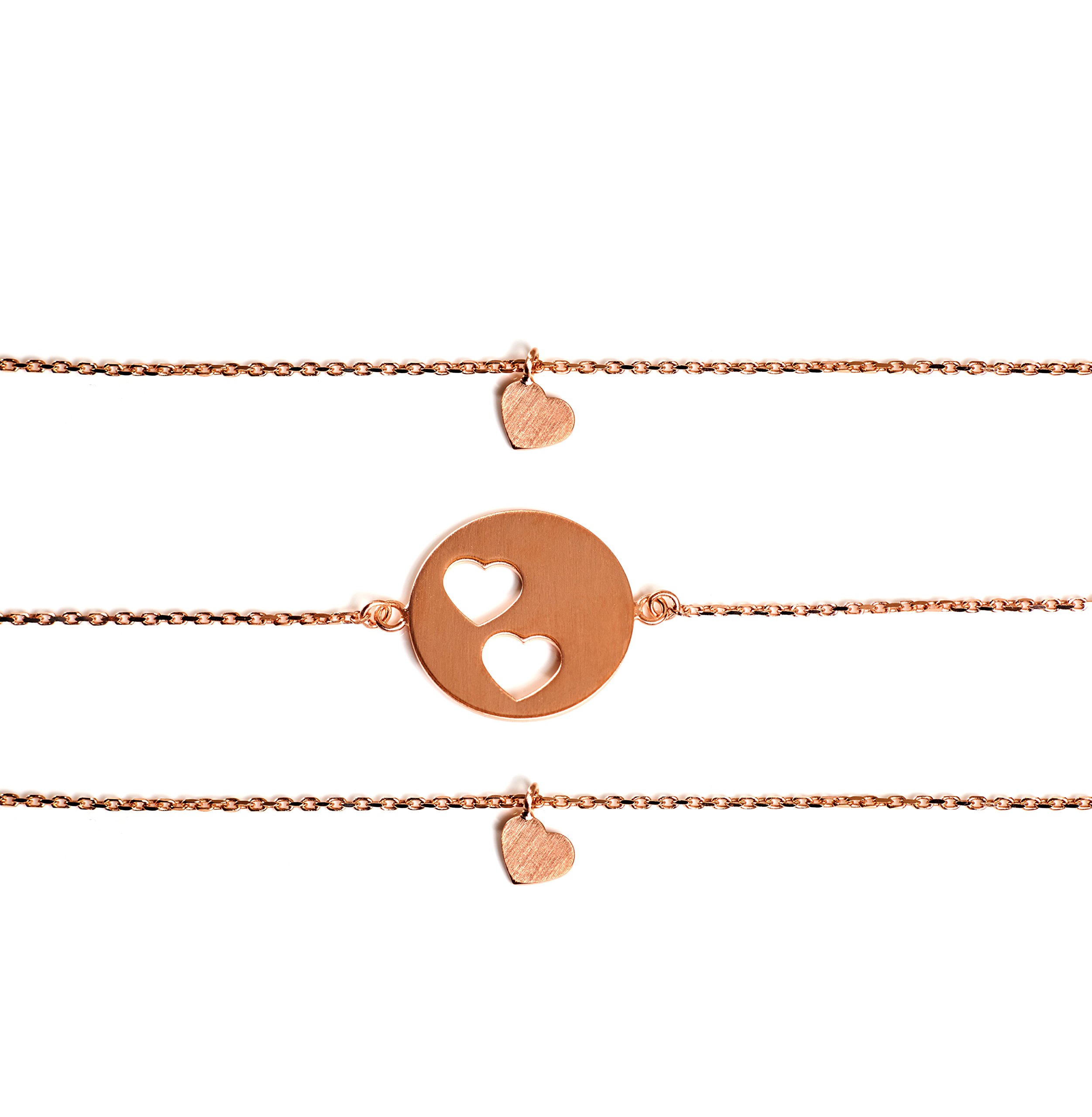 Beka & Bell Carry Mother & Daughter Bracelet Set 2 for 2 Daughters or Twins Rose Gold Plated