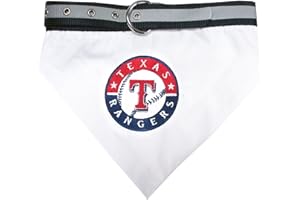 Pets First MLB Bandana - Texas Rangers Dog Bandana with Reflective & Adjustable Dog Collar, Large