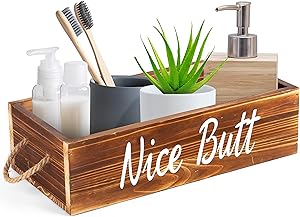 Hello Sweet Cheeks Bathroom Decor Box - 2 Sided Funny Toilet Paper Box Holder - Perfect for Farmhouse Bathroom Decor - Back of Toilet Organizer - Rustic Home Decor - Bathroom Decor Box Toilet (Brown)