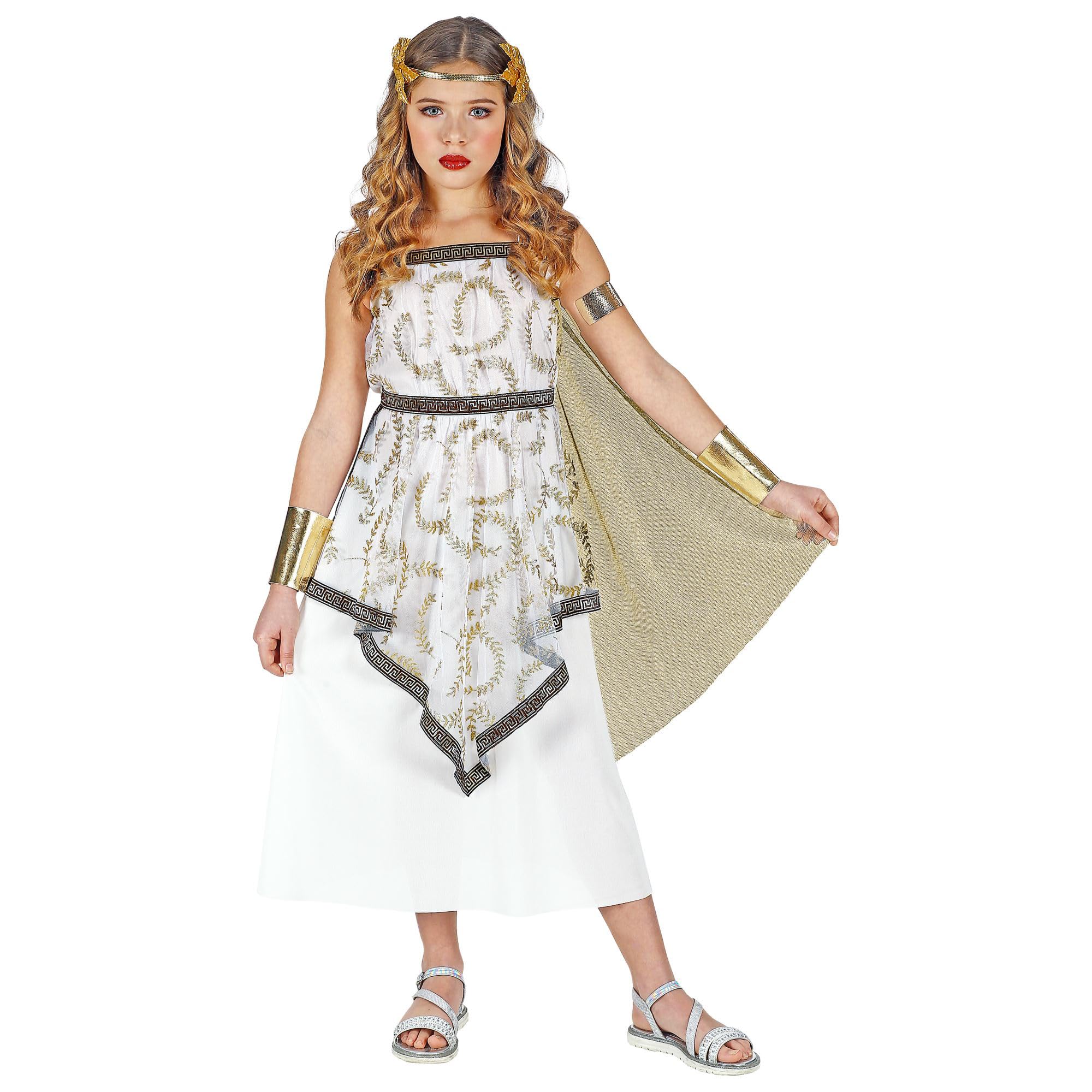 W WIDMANN MILANO Party Fashion - Greek Goddess Costume for Girls, Theater, Gods and Goddesses, Ancient Times, Carnival, Theme Parties, Size 128 cm / 5-7 Years