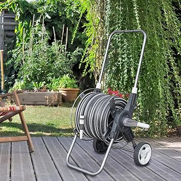 White Silver 8 Tlg Schlauchwagen Set Gartenschlauch 50m 1 2 Gartenbrause Schlauchset Schlauchkupplung Amazon De Baumarkt