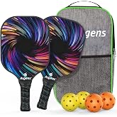 Asgens Pickleball Paddles Set, USAPA Pro Lightweight Graphite Pickleball Paddle Set of 2 Rackets and 1 Portable Carry Bag with 4 Balls for Outdoor &amp; Indoor