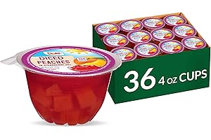 Dole Fruit Bowls Peaches in Strawberry Flavored Gel, Back To School, Gluten Free Healthy Snack, 4.3oz, 36 Cups