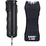 SABRE Pepper Spray & 2-in-1 Stun Gun with Flashlight, Self Defense Kit, Fast Flip Top Safety, Finger Grip for Better & Faster