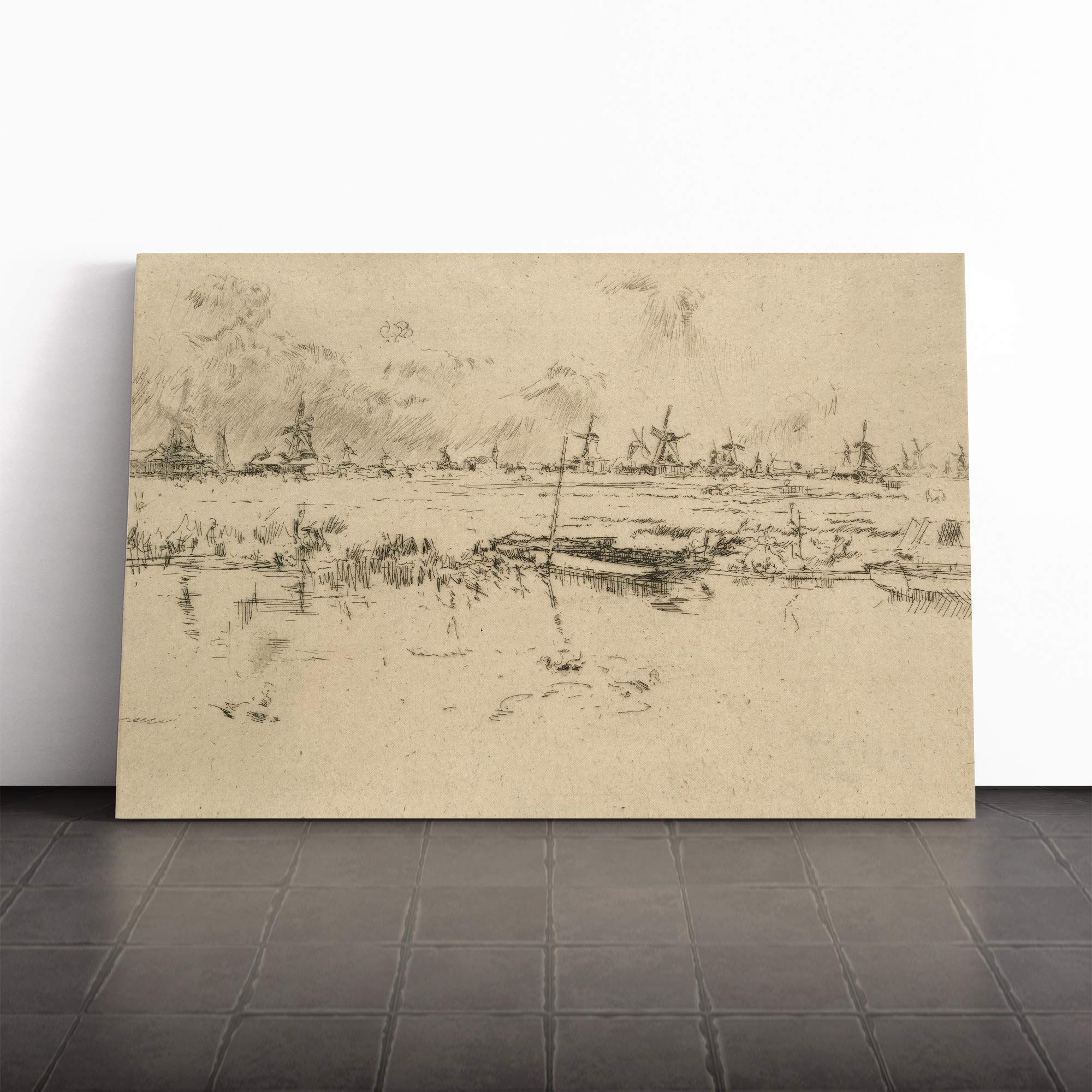James McNeill Whistler Zaandam The Netherlands Canvas Print | Gallery Wrapped 30mm Frame Wall Art | 20x14 inches | Ready to Hang | Modern Picture | Living Room Bedroom Lounge Office