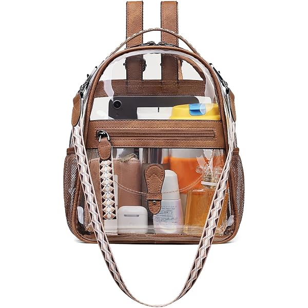 6941 Beige Clear Backpack - Stadium Approved Convertible Crossbody Purse Stadium Bag in Clear | Away main image 4