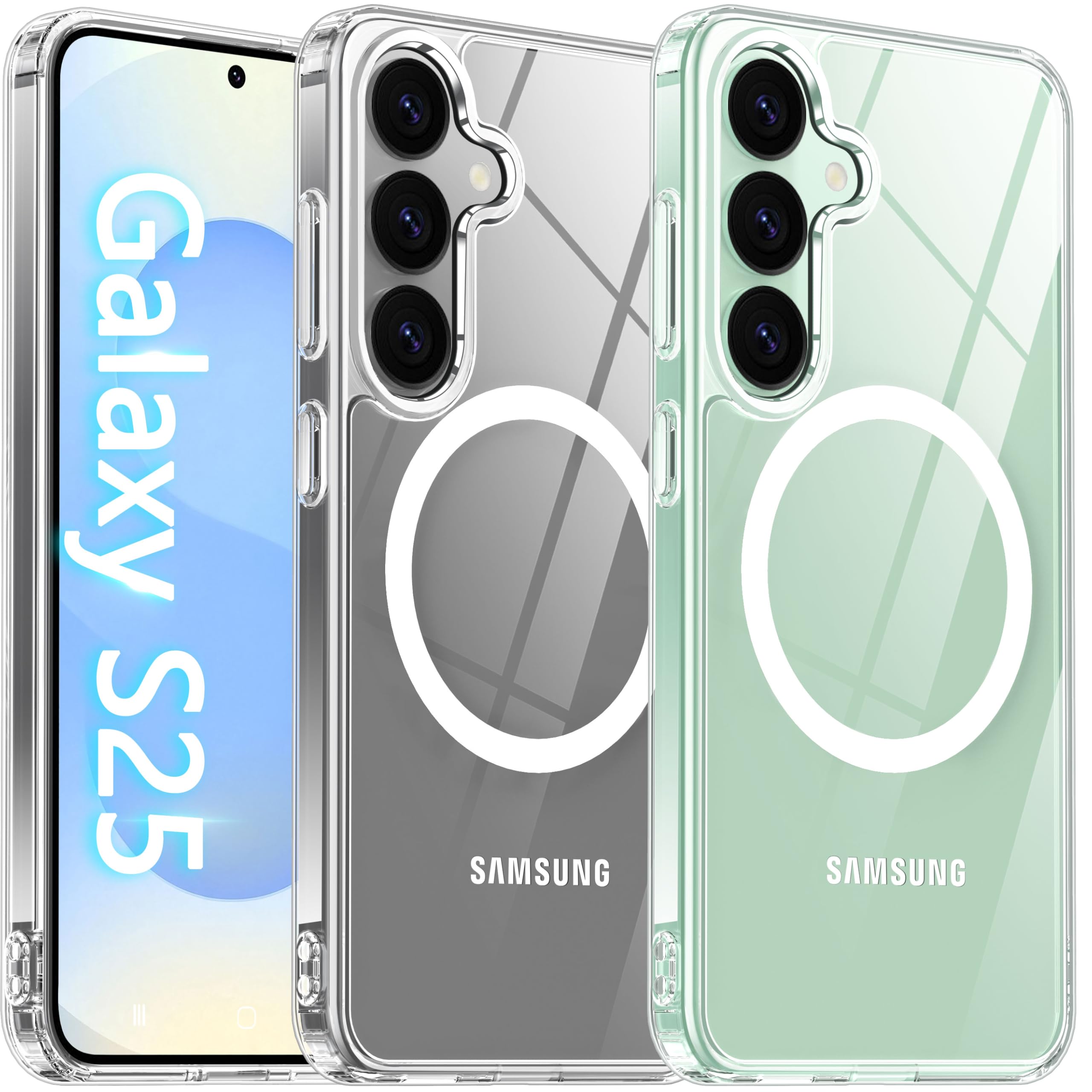 Photo 1 of Oterkin Magnetic for Samsung Galaxy S25 Case Clear [Compatible with MagSafe][Anti-Yellowing][Built-in 4 Airbags][Military Grade Protection][Transparent Shockproof Slim] S25 Phone Case (Clear)