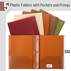 Mr. Pen- Plastic Folders with Pockets and Prongs, 5