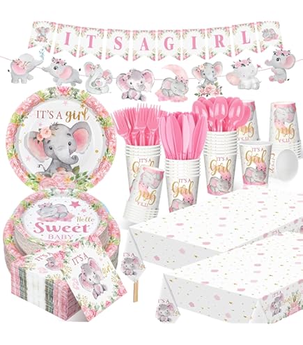 Lindo bebé elefante rosa con corona de flores banda para la cabeza