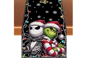 RVSTICTY Christmas Table Runner Christmas Tablecloth Winter New Year Xmas Decorations and Supplies for Home Kitchen Table-13×72''