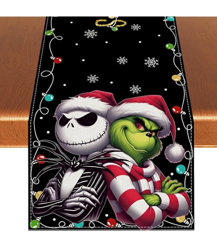 Yarcooly Nightmare Before Christmas Tablecloth - 60x80 Inch Rectangle, Waterproof, Halloween/Christmas Decor - View #12