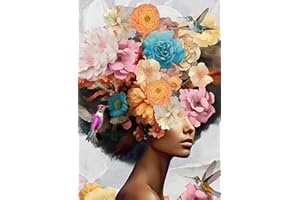 Ksxistiyt Diamond Art Painting Kits for Adults, Flower Women Full Drill Diamond Dots Paintings for Beginners, Round 5D Paint with Diamonds Pictures Gem Art Painting Kits DIY Crafts Kits 12x16inch